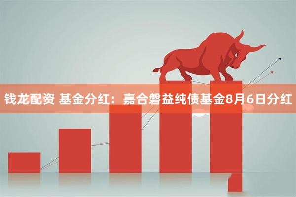 钱龙配资 基金分红:嘉合磐益纯债基金8月6日分红